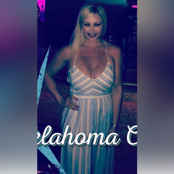 Striped Maxi Dress Romper - Open front with Shorts - Picture 2 of 5